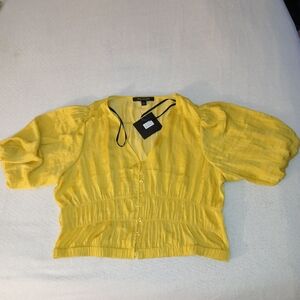 NWT Sz.L Womens Andrew Marc Short Sleeve Blouse